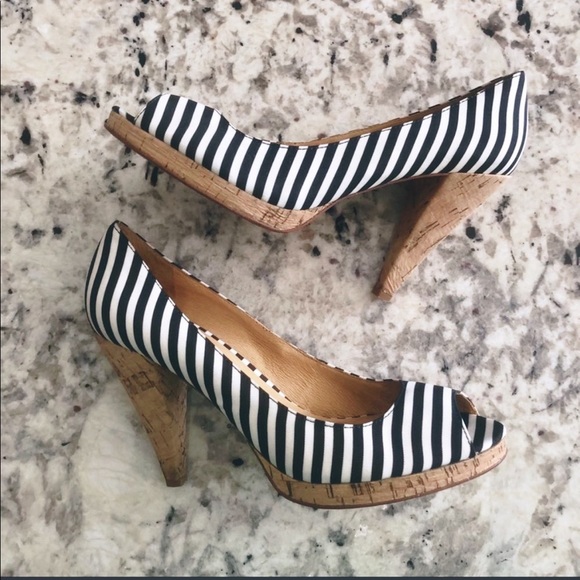 KORS Michael Kors Shoes - ❗️KORS Michael Kors Striped Dubois Peep Toe Heel